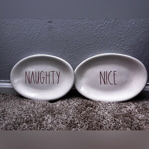 Rae Dunn “Naughty” and “Nice” oval plates